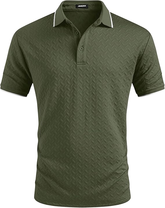 JMIERR Mens Casual Polo Shirt Short Sleeve Vacation Button Summer Beach Knit Stretchy Golf Shirts