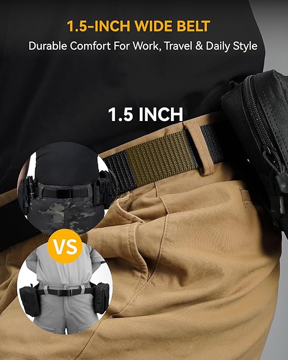 CHAOREN Nylon Ratchet Belts for Men - Adjustable Casual Work Belt with Slide Buckle - Trim to Fit