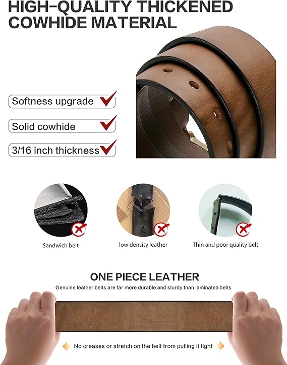 Thicken Full Grain Leather Mens Belt Heavy Duty Mens Work Belt Mens Belt High Hardness Buckle Packed In Gift Box