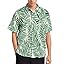 Short Sleeve Leaf Print Shirts for Men Summer Button Down Blouses Beach Vacation Shirt Tops with Chest Pocket