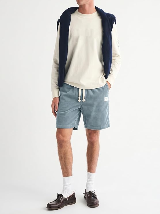 HOTake Mens Corduroy Shorts Casual 7 Inch Elastic Waist Drawstring Summer Beach Loose Fit Shorts