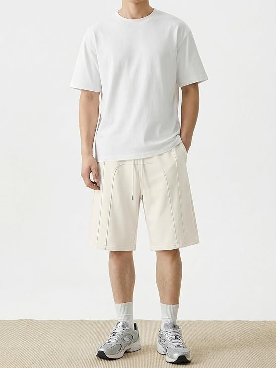 JMIERR Men's Baggy Sweat Shorts Lightweight Cotton Under Knee Casual Drawstring Lounge Workout Gym Shorts