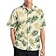 Short Sleeve Leaf Print Shirts for Men Summer Button Down Blouses Beach Vacation Shirt Tops with Chest Pocket