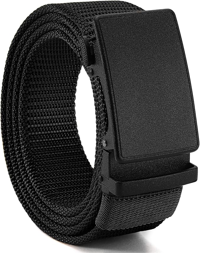 CHAOREN Nylon Ratchet Belts for Men - Adjustable Casual Work Belt with Slide Buckle - Trim to Fit