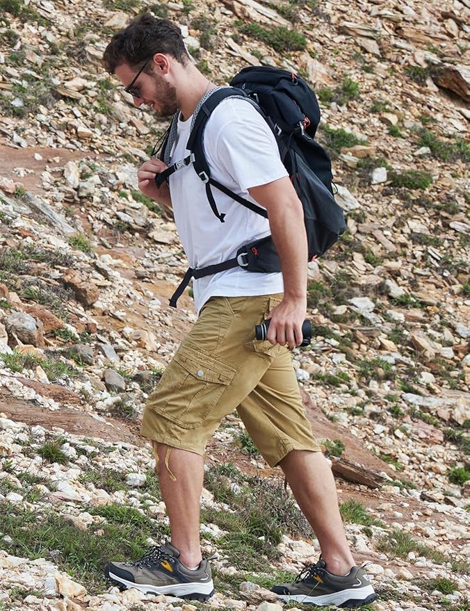 Cargo Shorts for Men Multi Pockets Mens Shorts Below Knee Casual Hiking Summer Shorts
