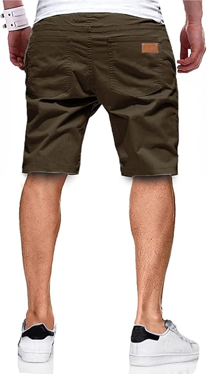 JMIERR Mens Casual Shorts - Cotton Drawstring Summer Beach Stretch Twill Chino Golf Shorts