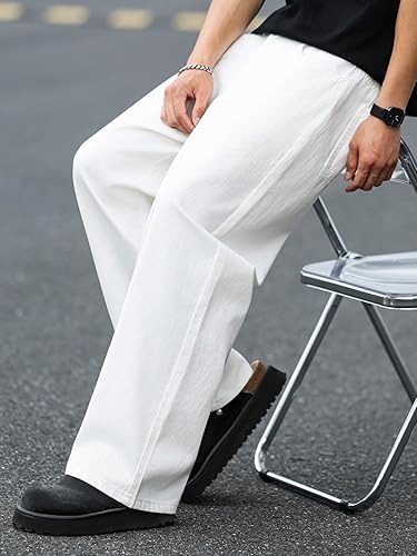 DFGIGT Mens Wide Leg Baggy Jeans Y2k Casual Fashion Loose Denim Pants Work Office Streetwear