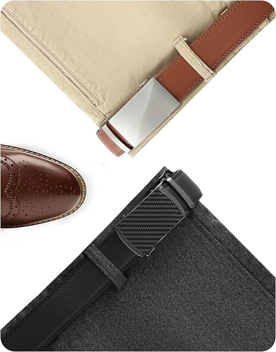 CHAOREN Mens Belt Leather Ratchet Belt 2 Pack - Customizable Fit, Effortless Style (35mm)