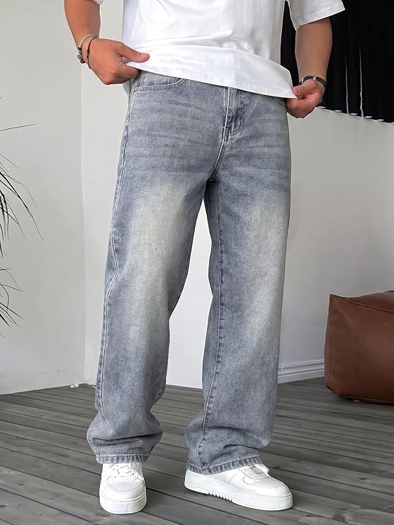 JMIERR Mens Baggy Jeans Stretch Casual Loose Fit Jeans Streetwear Denim Pants