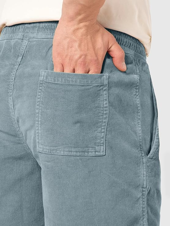 HOTake Mens Corduroy Shorts Casual 7 Inch Elastic Waist Drawstring Summer Beach Loose Fit Shorts
