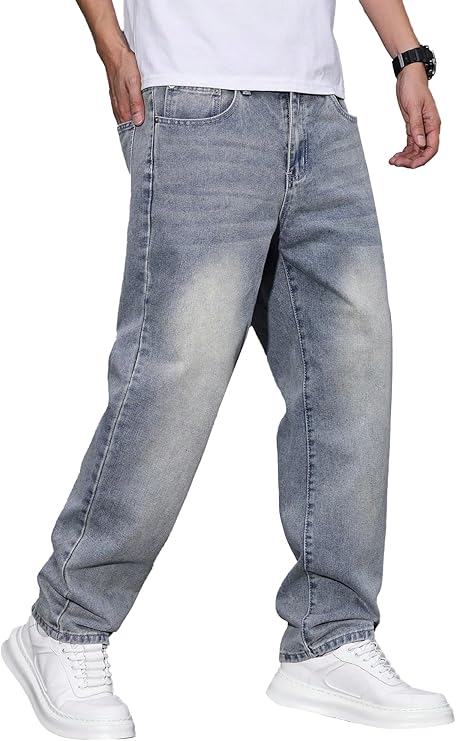 JMIERR Mens Baggy Jeans Stretch Casual Loose Fit Jeans Streetwear Denim Pants