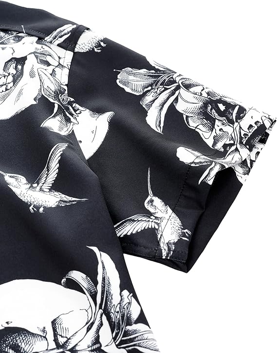 Mens Hawaiian Skull Floral Shirt Short Sleeve Button Down Funny Skeleton Holiday Shirts Casual Tropical Shirt