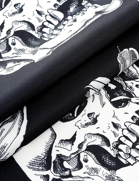 Mens Hawaiian Skull Floral Shirt Short Sleeve Button Down Funny Skeleton Holiday Shirts Casual Tropical Shirt