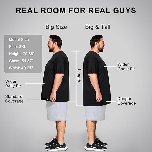 Big & Tall Men's Dry Fit Moisture Wicking T Shirts, Comfort & Breathable Tees for Gym Running Casual Undershirts