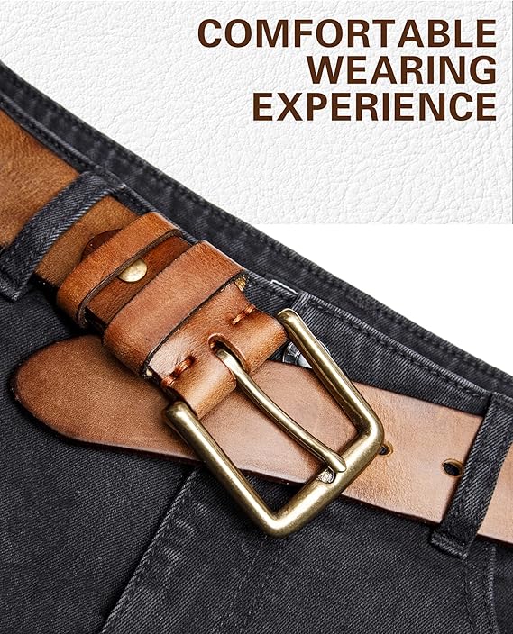 Thicken Full Grain Leather Mens Belt Heavy Duty Mens Work Belt Mens Belt High Hardness Buckle Packed In Gift Box