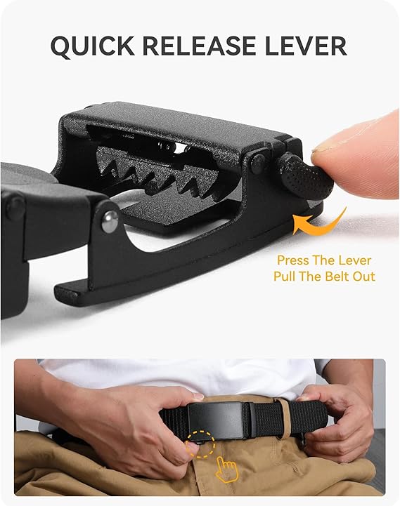 CHAOREN Nylon Ratchet Belts for Men - Adjustable Casual Work Belt with Slide Buckle - Trim to Fit
