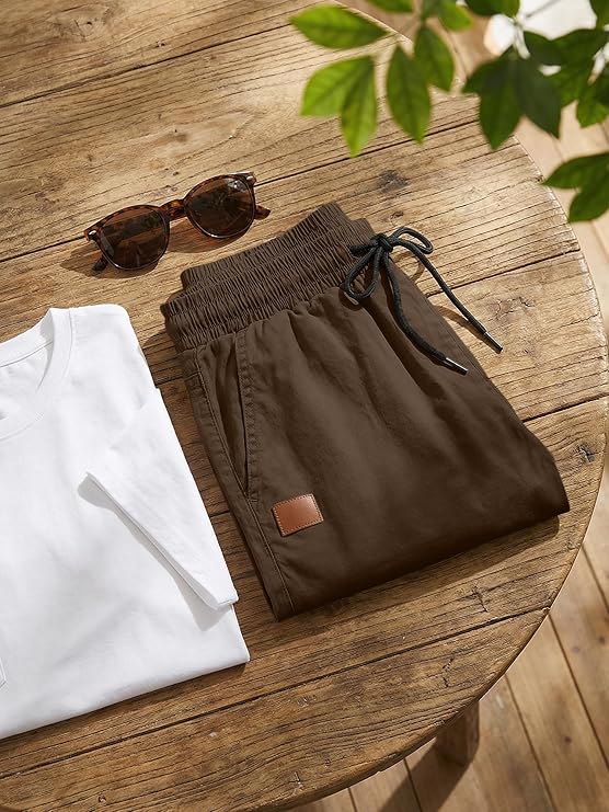 JMIERR Mens Casual Shorts - Cotton Drawstring Summer Beach Stretch Twill Chino Golf Shorts