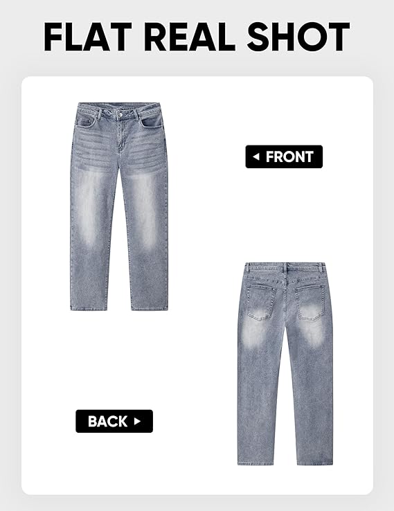 JMIERR Mens Baggy Jeans Stretch Casual Loose Fit Jeans Streetwear Denim Pants